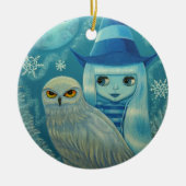 Snowy Owl Witch Winter Wonderland Dreamweaver Big  Keramisch Ornament (Voorkant)