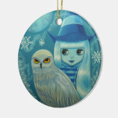 Snowy Owl Witch Winter Wonderland Dreamweaver Big  Keramisch Ornament (Links)