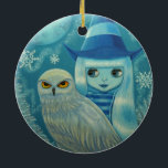 Snowy Owl Witch Winter Wonderland Dreamweaver Big  Keramisch Ornament<br><div class="desc">Creëer van een origineel acrylschilderij van Blonde Blythe. www.blondeblythe.com.</div>