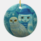 Snowy Owl Witch Winter Wonderland Dreamweaver Big  Keramisch Ornament (Achterkant)