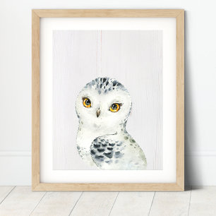 Snowy Owl Woodland Nursery Art Print