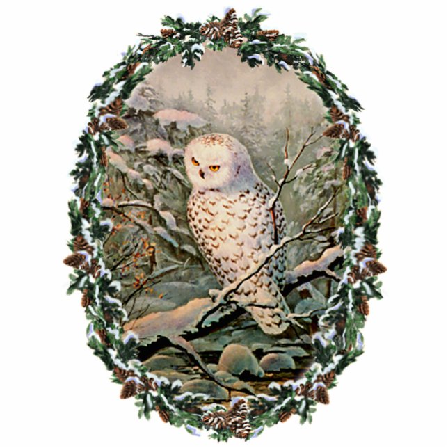 SNOWY OWL & WREATH by SHARON SHARPE Fotobeeldje Ornament (Voorkant)
