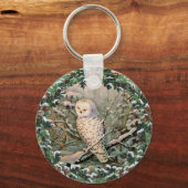 SNOWY OWL & WREATH by SHARON SHARPE Sleutelhanger (Voorkant)