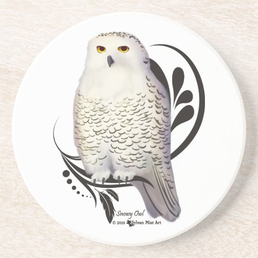 Snowy Owl Zandsteen Onderzetter (Voorkant)