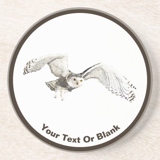 Snowy Owl Zandsteen Onderzetter (Voorkant)