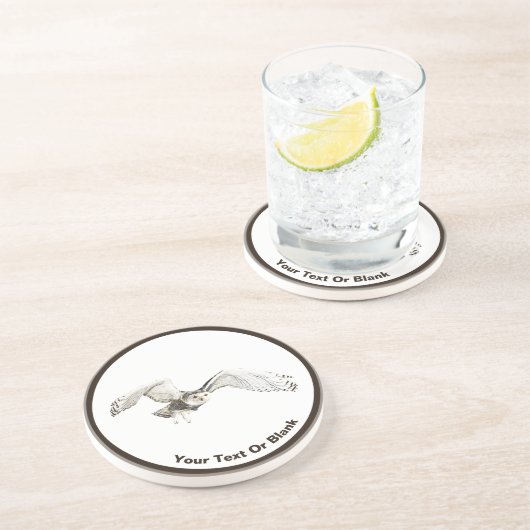 Snowy Owl Zandsteen Onderzetter (Zijkant)