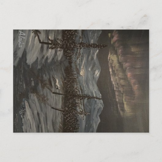 Snowy Owls and Dancing Aurora Postcard Briefkaart (Voorkant)