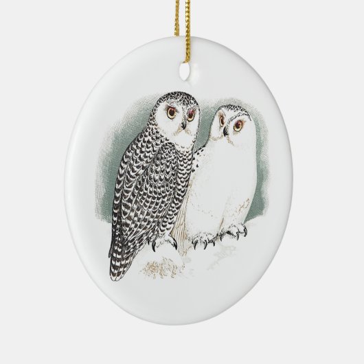 Snowy Owls Keramisch Ornament (Rechts)