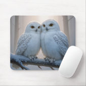 Snowy Owls On a Winter Branch Muismat (Met muis)