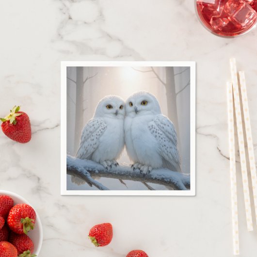 Snowy Owls On a Winter Branch Servet (Insitu)