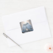 Snowy Owls On a Winter Branch Vierkante Sticker (Envelop)