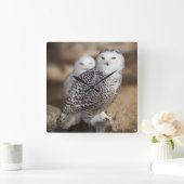 Snowy Owls Vierkante Klok (Huis)