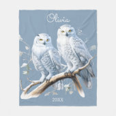Snowy Owls Winter gepersonaliseerd Fleece Deken (Voorkant)