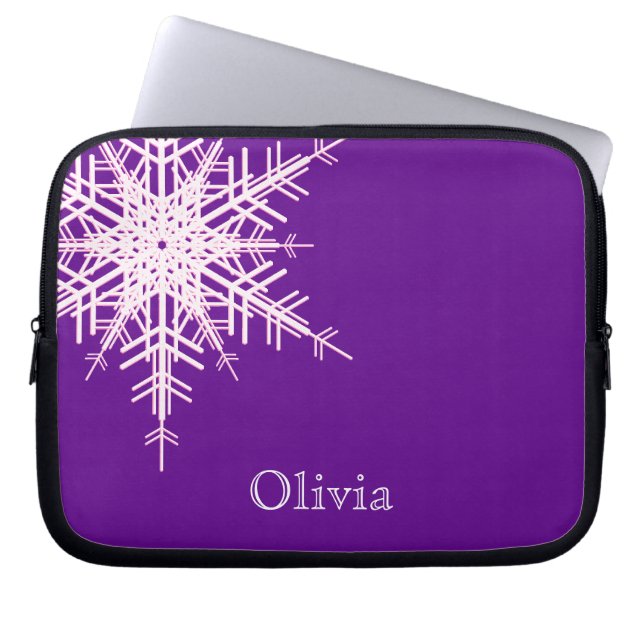 Snowy Paarse laptophoes Laptop Sleeve (Voorkant)