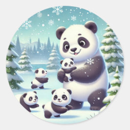 Snowy Panda Serenity Ronde Sticker