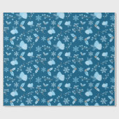 Snowy Pastel Blue Snowflakes Pinecones Mistletoe Cadeaupapier (Vlak)