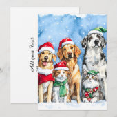 Snowy Paws Festive Cute Christmas Pets Watercolor Feestdagenkaart (Voorkant / Achterkant)