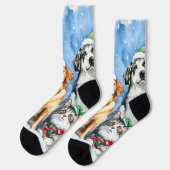Snowy Paws Festive Cute Christmas Pets Watercolor Sokken (Links)