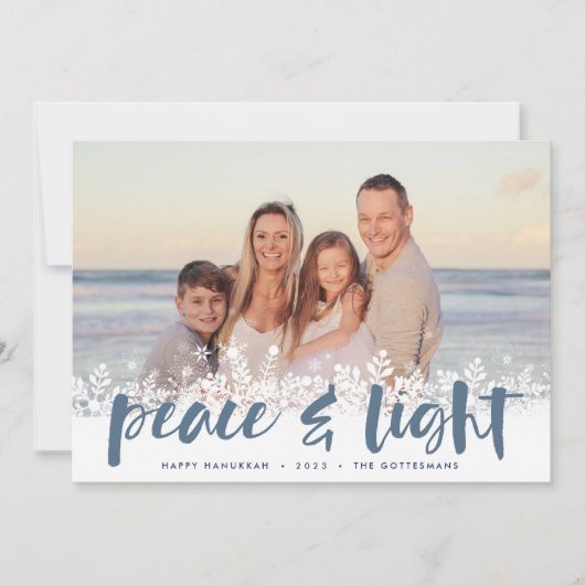 Snowy Peace | Hanukkah-foto Feestdagenkaart (Voorkant)