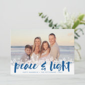 Snowy Peace | Hanukkah-fotokaart Feestdagenkaart (Staand voorkant)