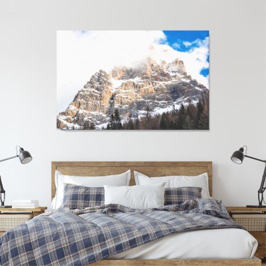Snowy Peak European Alps Canvas Afdruk (Insitu (Slaapkamer))