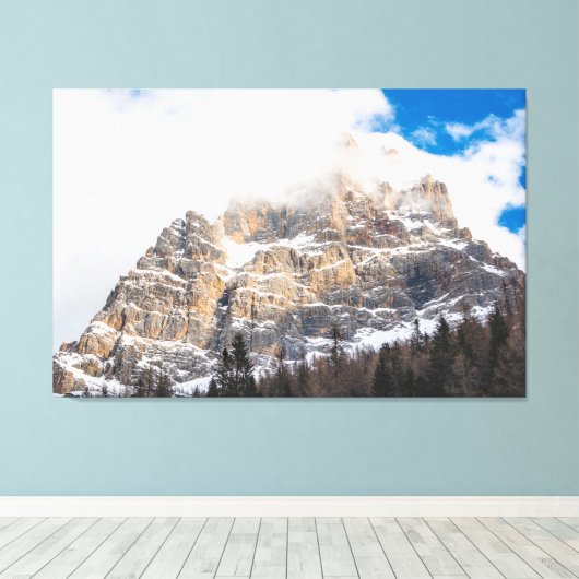 Snowy Peak European Alps Canvas Afdruk (Insitu (Houten vloer))