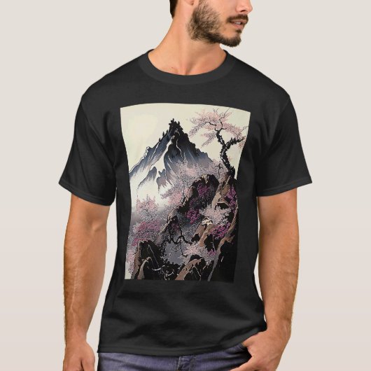 snowy peak mountain Cherry Blossom Awesome Japan T-shirt (Voorkant)