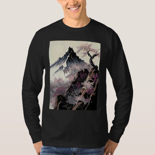 snowy peak mountain Cherry Blossom Awesome Japan T-shirt (Voorkant)