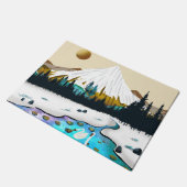 Snowy Peaks and Swan Lake, Tranquil Winter Landsca Deurmat (Schuin)