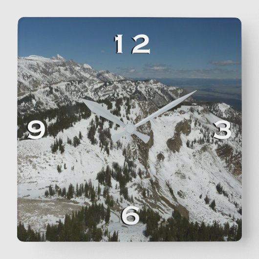 Snowy Peaks van Grand Teton Mountains I Fotografie Vierkante Klok (Voorkant)