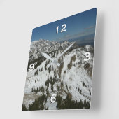 Snowy Peaks van Grand Teton Mountains I Fotografie Vierkante Klok (Hoek)