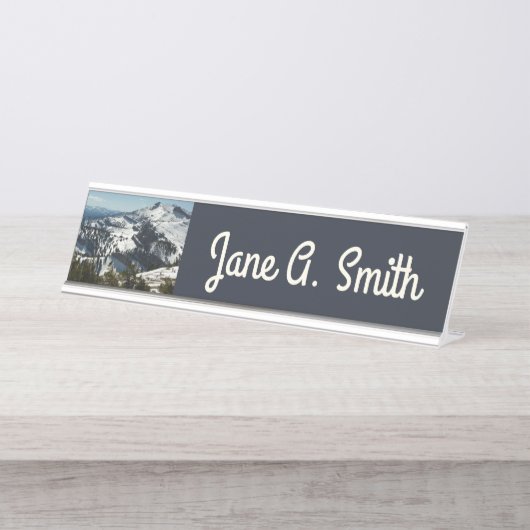 Snowy Peaks van Grand Teton Mountains II Foto Bureau Naambordje (Voorkant)