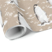 Snowy Penguins Kraft Paper Wrapping Cadeaupapier (Rol Hoek)
