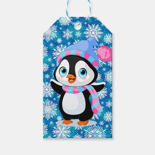 Snowy Penquin Cadeaulabel (Voorkant)