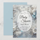 Snowy Petals in Frozen Bloom Baby shower Kaart (Voorkant / Achterkant)