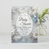 Snowy Petals in Frozen Bloom Baby shower Kaart (Staand voorkant)