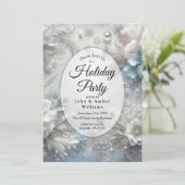 Snowy Petals in Frozen Bloom Holiday Party Kaart (Staand voorkant)