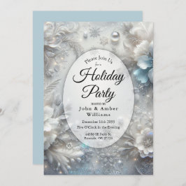 Snowy Petals in Frozen Bloom Holiday Party Kaart