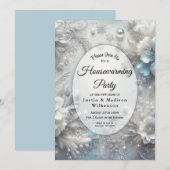 Snowy Petals in Frozen Bloom Housewarming Party Kaart (Voorkant / Achterkant)