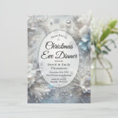 Snowy Petals in Frozen Bloom Kerstavond Diner Kaart (Staand voorkant)