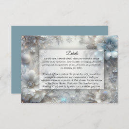 Snowy Petals in Frozen Bloom Wedding Informatiekaartje