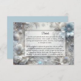 Snowy Petals in Frozen Bloom Wedding Informatiekaartje