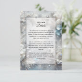 Snowy Petals in Frozen Bloom Wedding Informatiekaartje (Staand voorkant)