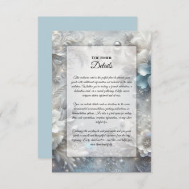 Snowy Petals in Frozen Bloom Wedding Informatiekaartje