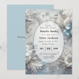 Snowy Petals in Frozen Bloom Wedding Kaart