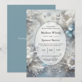 Snowy Petals in Frozen Bloom Wedding Kaart