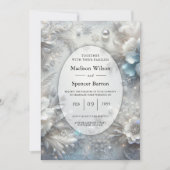 Snowy Petals in Frozen Bloom Wedding Kaart (Voorkant)