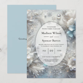 Snowy Petals in Frozen Bloom Wedding Kaart