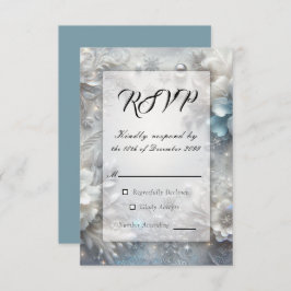 Snowy Petals in Frozen Bloom Wedding RSVP Kaartje