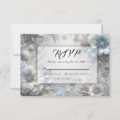 Snowy Petals in Frozen Bloom Wedding RSVP Kaartje (Voorkant)